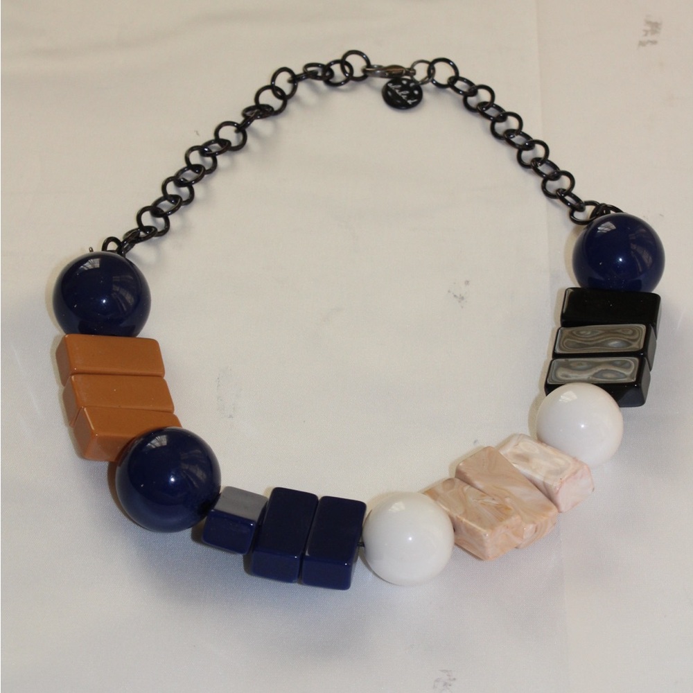 Alisha D Blue Geometric Statement Necklace